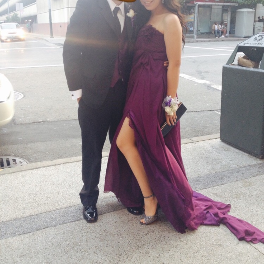 GOWN | Purple Off-the-shoulder Chiffon Slit Gown